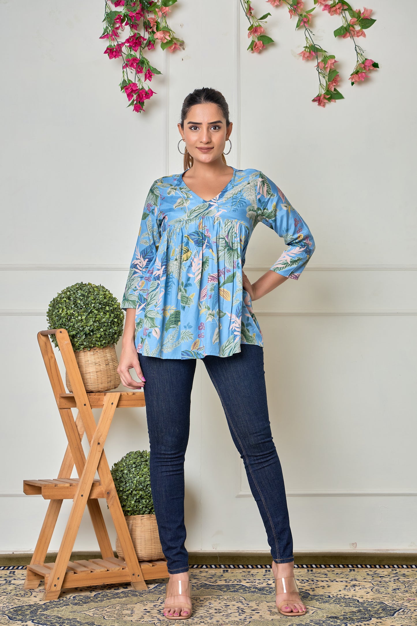 Classic Blue Rayon Short kurti