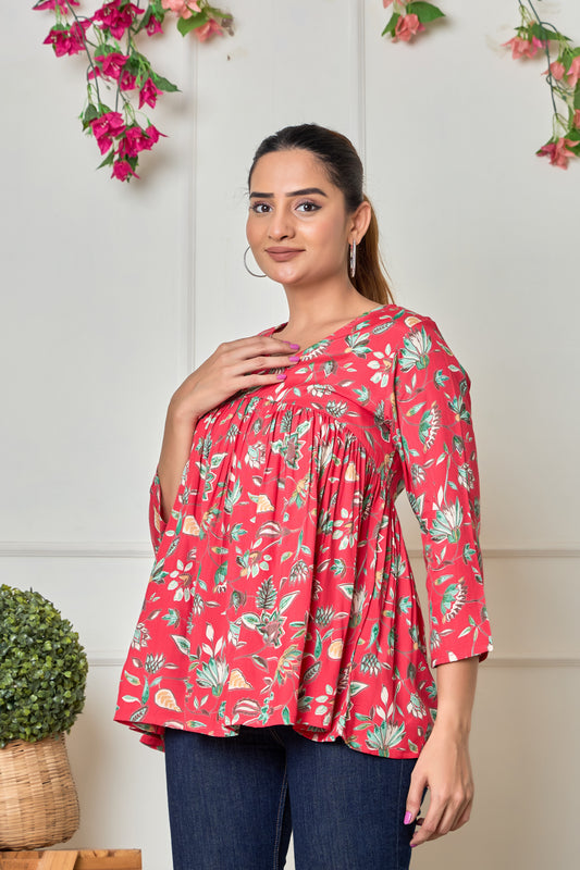 Red Clover Rayon Short kurti