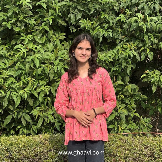 Pink Butti Short kurti