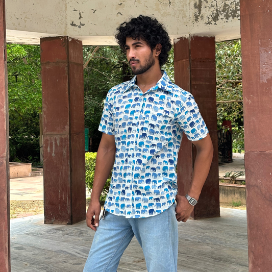 Blue Elephant short sleeve Shirt
