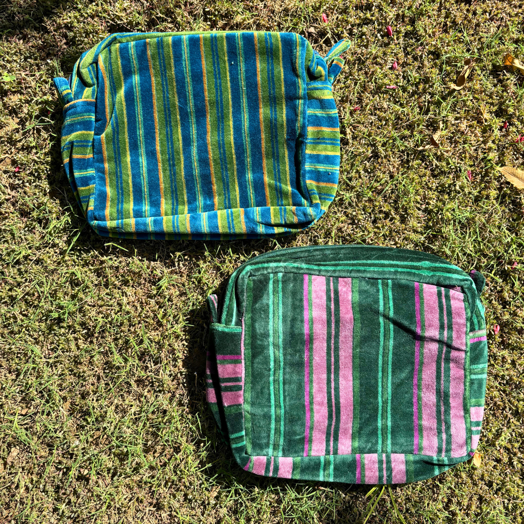 Stripes Velour Square Pouches