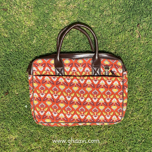 Orange Batik Laptop Bag