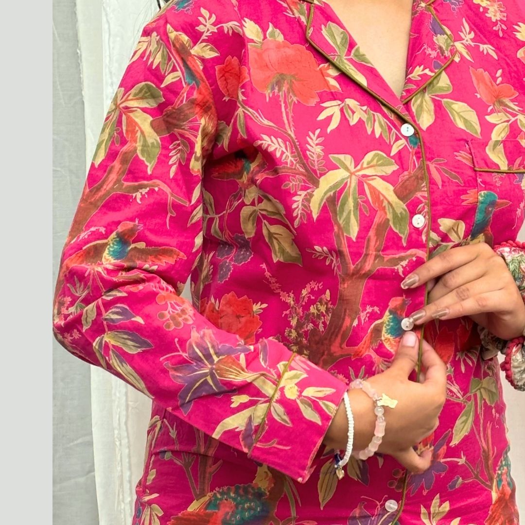 Bird of paradise Full Sleeve Pant Cotton Night suit - GHAAVI.