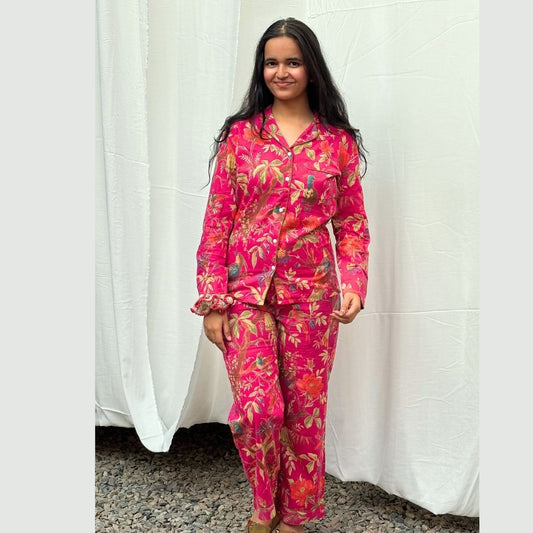 Bird of paradise Full Sleeve Pant Cotton Night suit - GHAAVI.