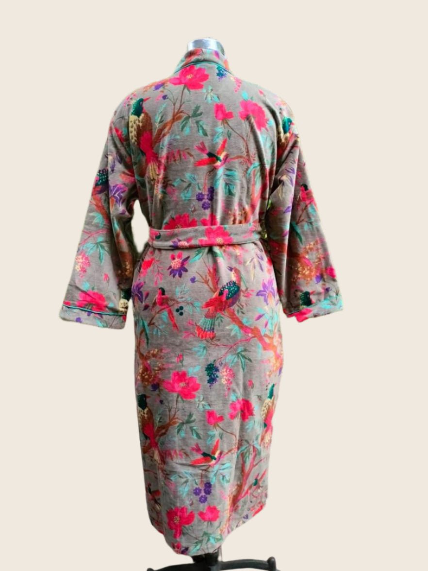 Bird of paradise Long Velvet Unisex Robe - GHAAVI.