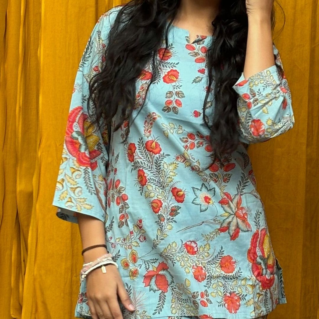 Blue Lulu print lounge wear set - GHAAVI.