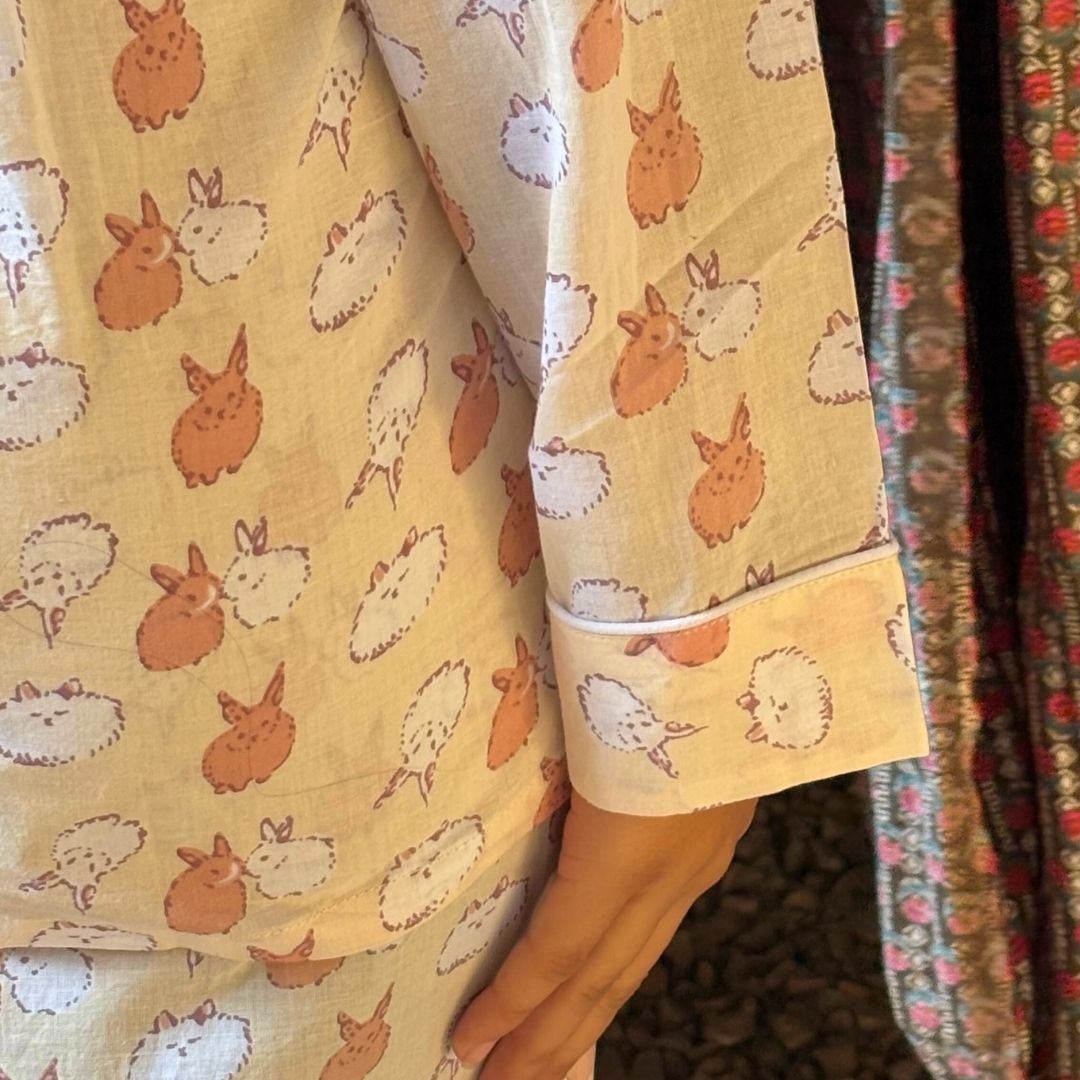 Brown Bunny print Full sleeve pant Night suit - GHAAVI.