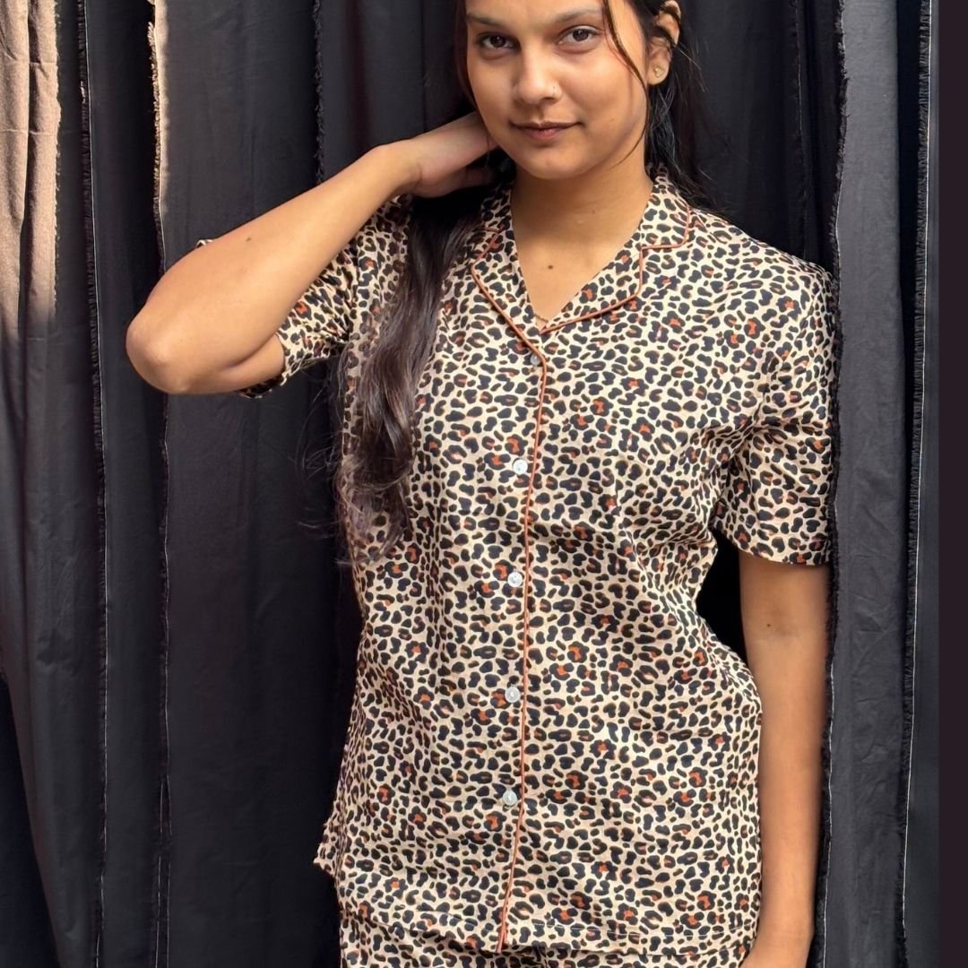 Cheetah print Cotton Night suit - GHAAVI.
