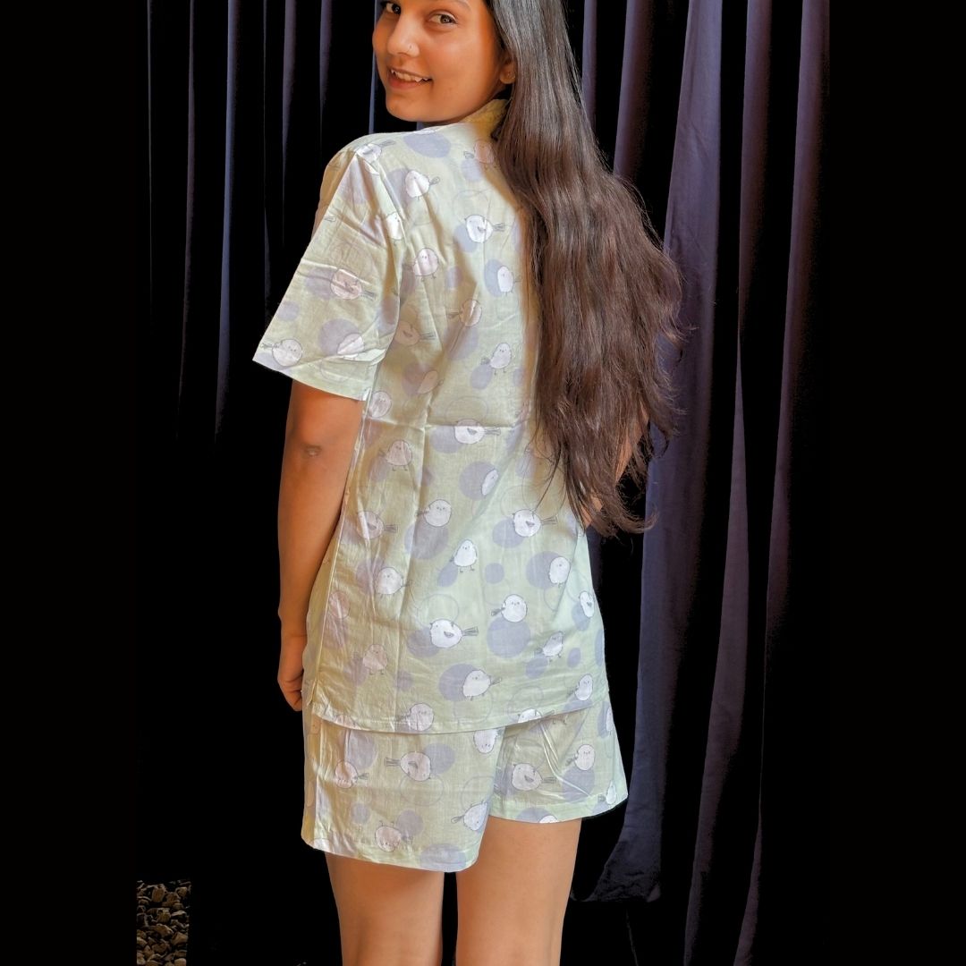 Chirpy Comfort Cotton Short sleeve Shorts Night suit - GHAAVI.