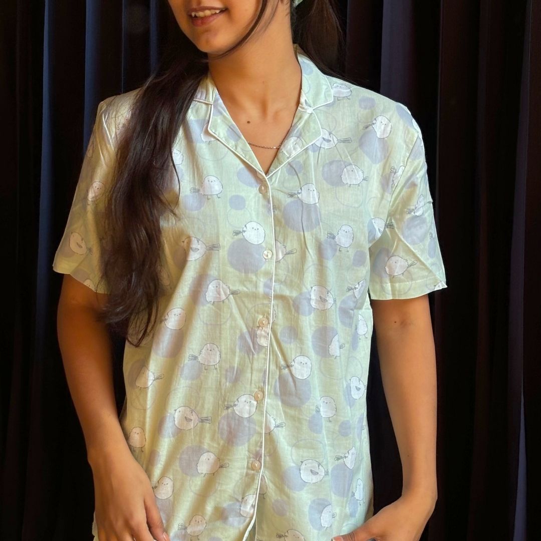 Chirpy Comfort Cotton Short sleeve Shorts Night suit - GHAAVI.