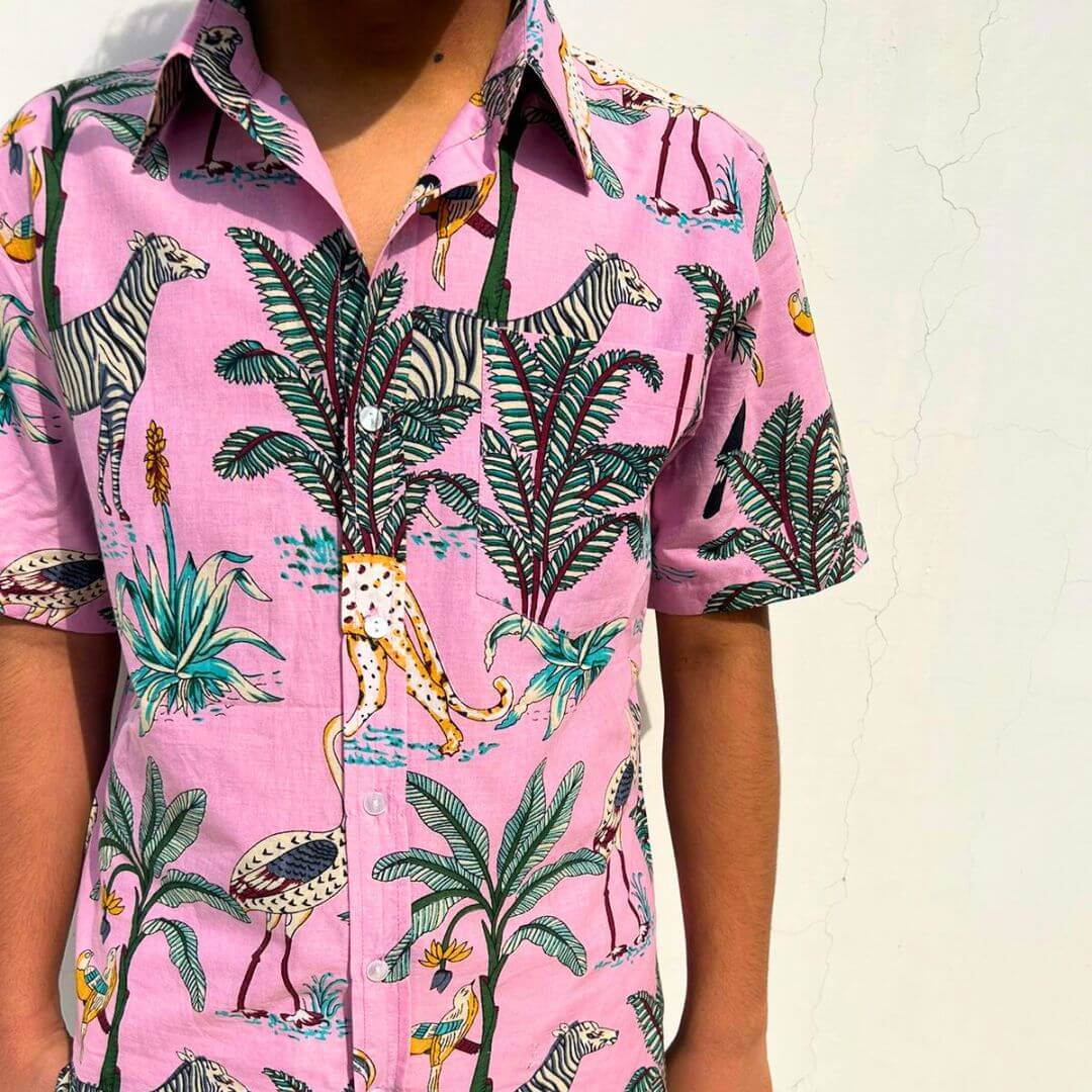 Crepe Jaipuri Tiger print Casual Shirt - GHAAVI.