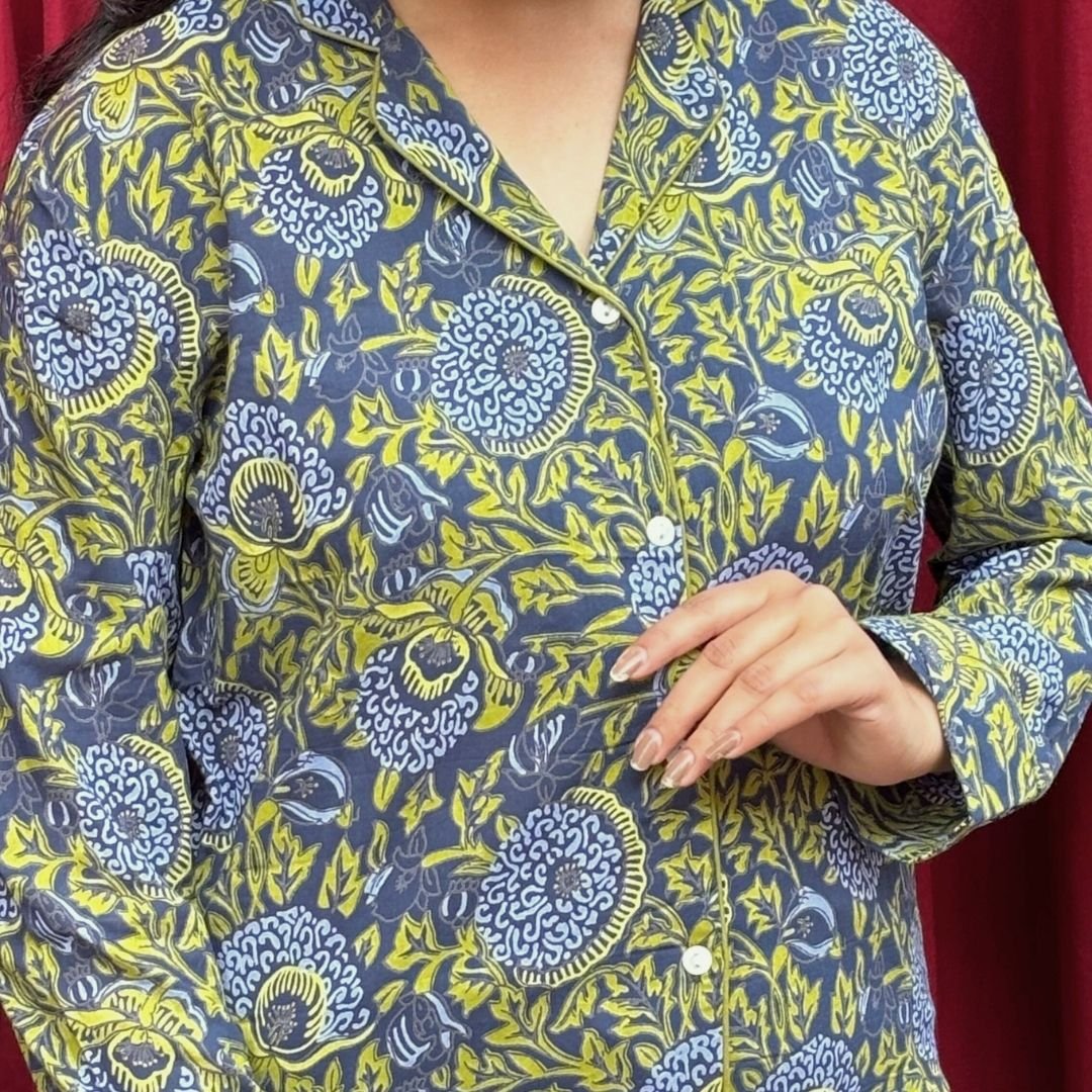 Floral Cauli Print Full Sleeve Pant Night suit - GHAAVI.