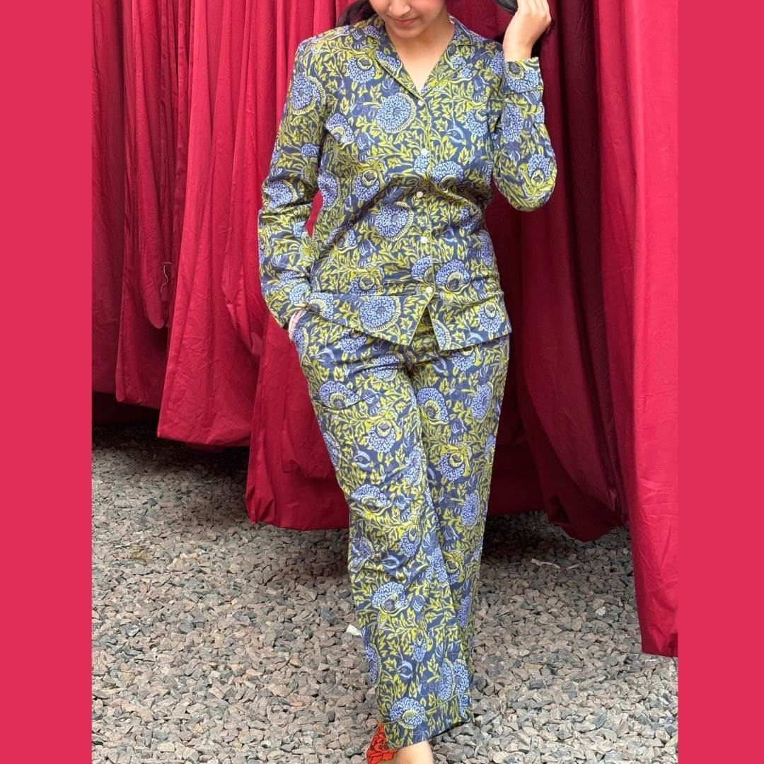 Floral Cauli Print Full Sleeve Pant Night suit - GHAAVI.