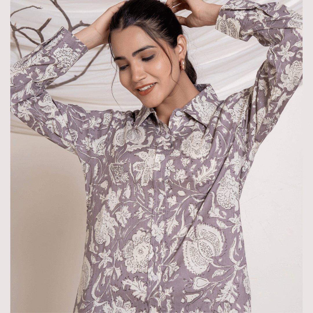 Garland Print Cotton women Shirt - GHAAVI.