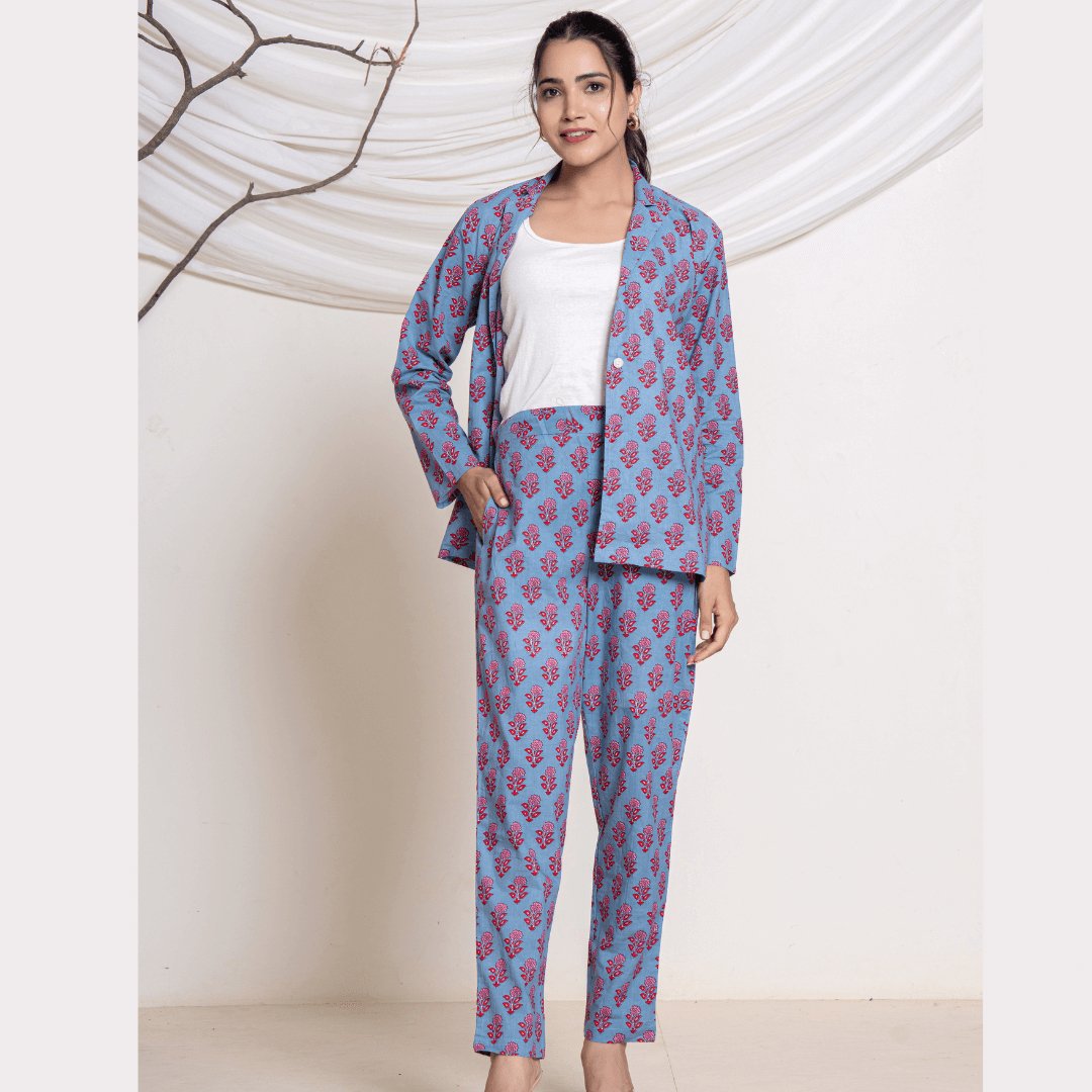 Grey Butti All over print Co - ord set - GHAAVI.