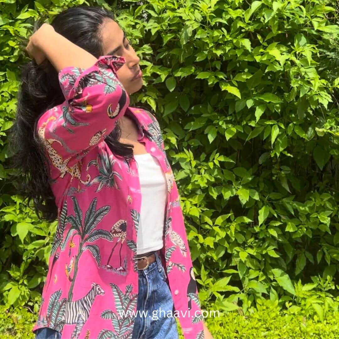 Jungle Print Cotton women Shirt - GHAAVI.