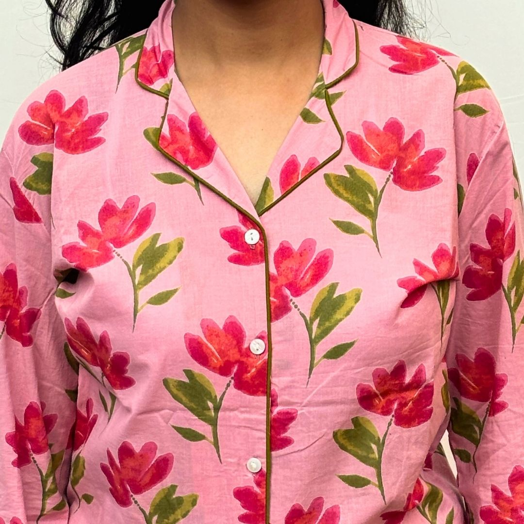 Pink Tulip Full Sleeve Pant Cotton Night suit