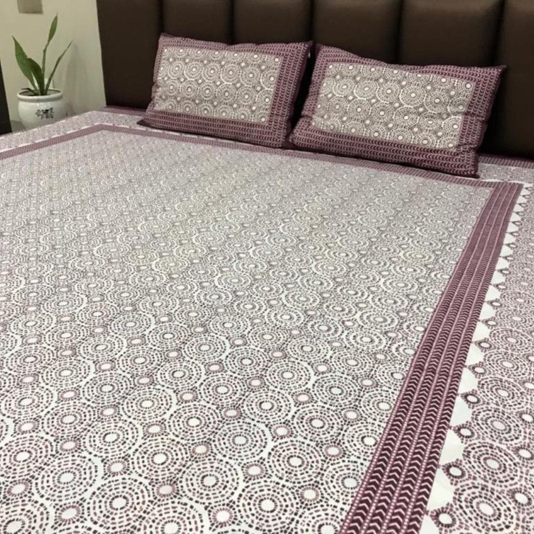 Pink Circles Double Bedsheet set - GHAAVI.