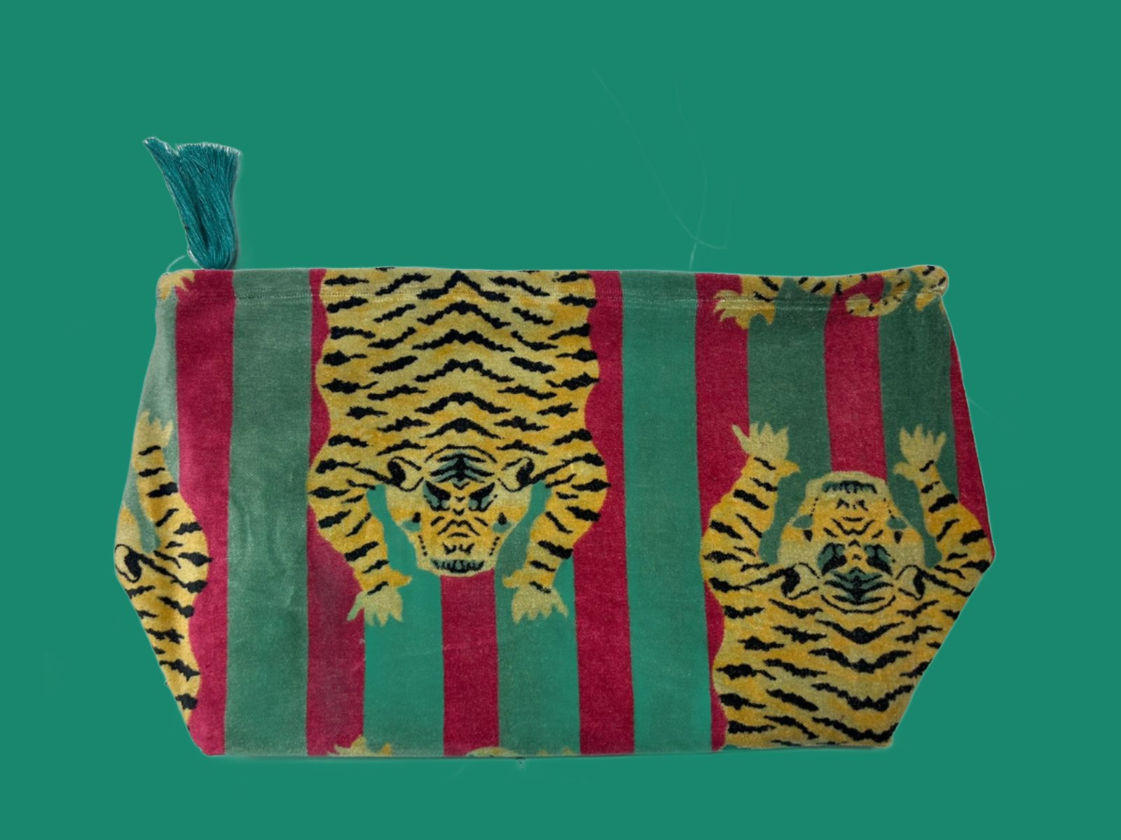 Tiger Print Velvet XL Cosmetic Pouches - GHAAVI.