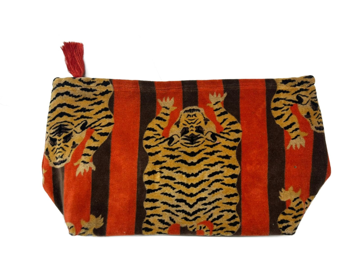 Tiger Print Velvet XL Cosmetic Pouches - GHAAVI.