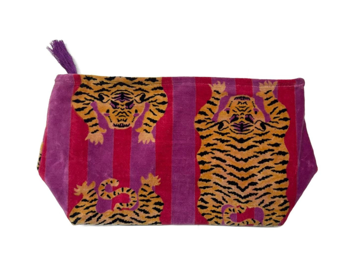Tiger Print Velvet XL Cosmetic Pouches - GHAAVI.