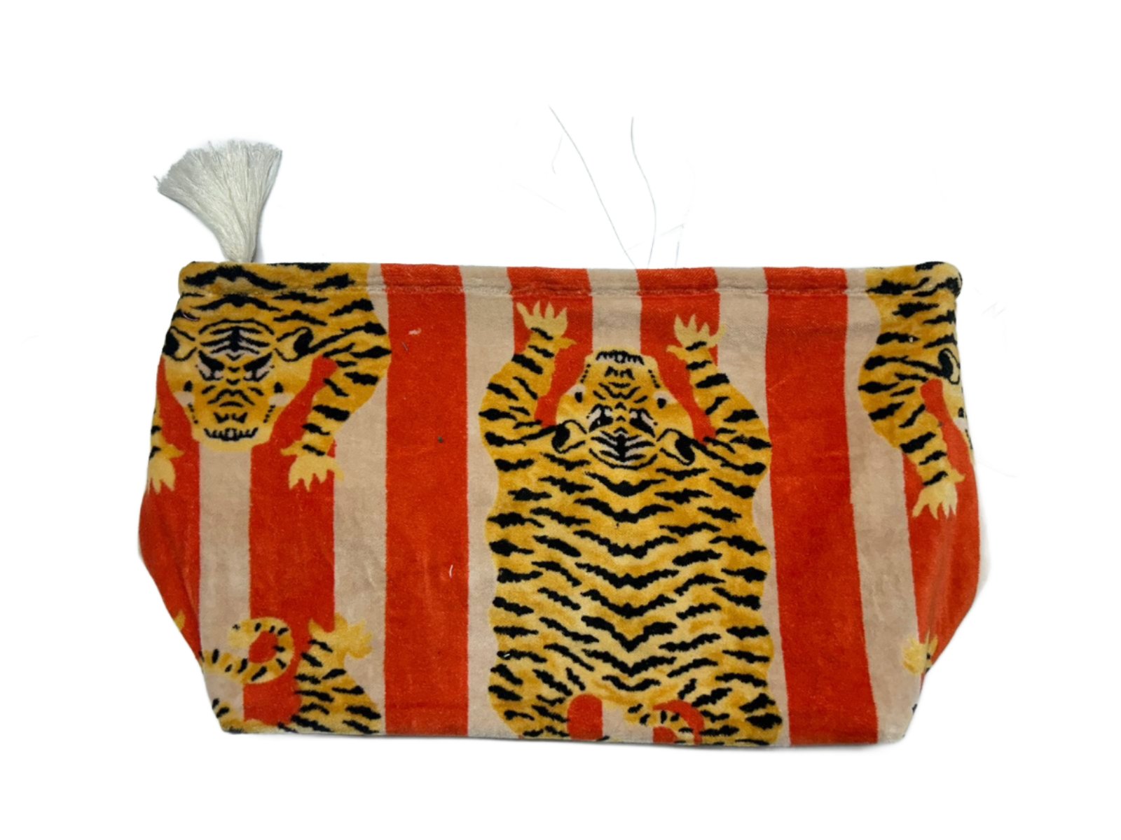 Tiger Print Velvet XL Cosmetic Pouches - GHAAVI.