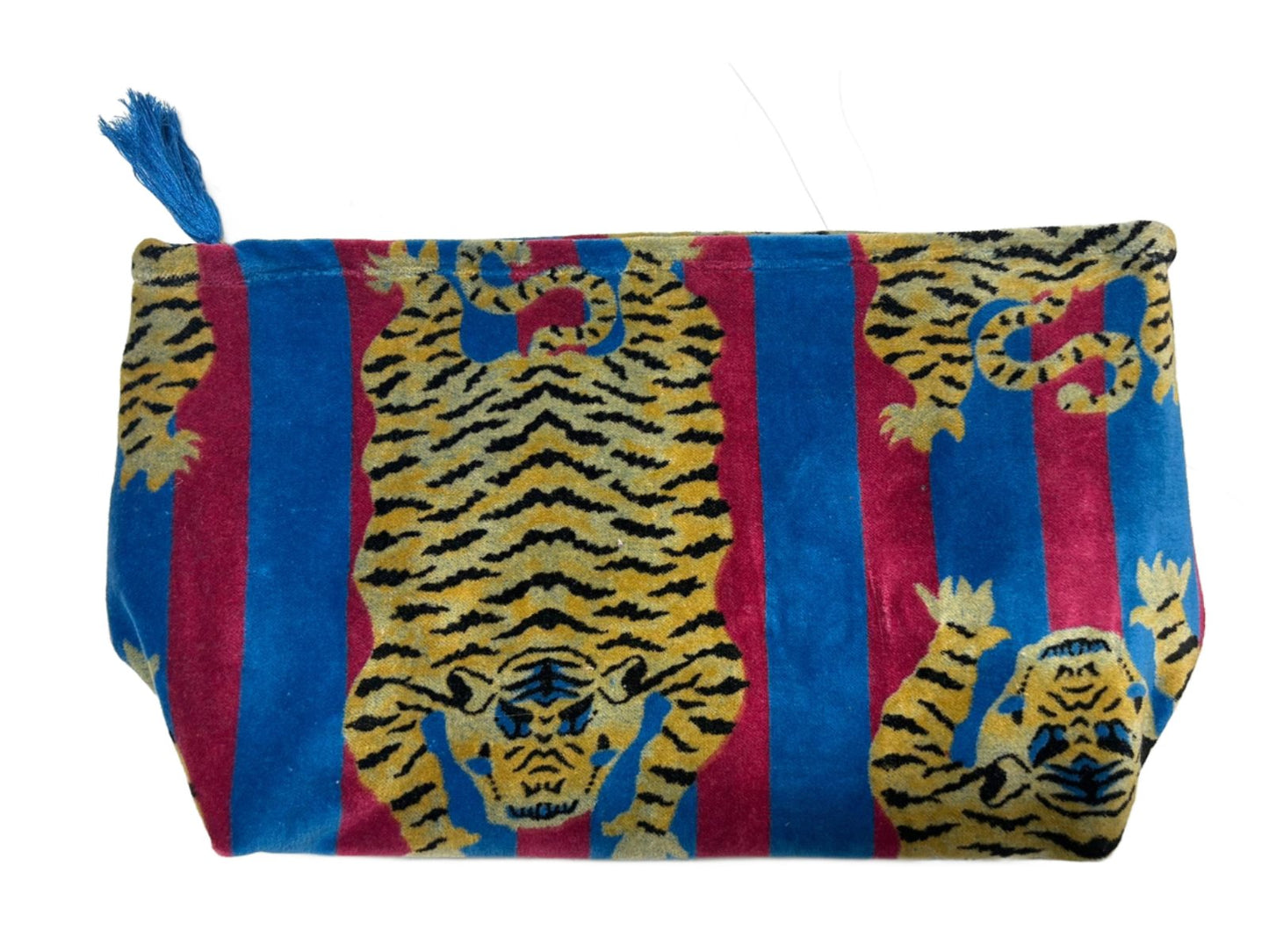 Tiger Print Velvet XL Cosmetic Pouches - GHAAVI.