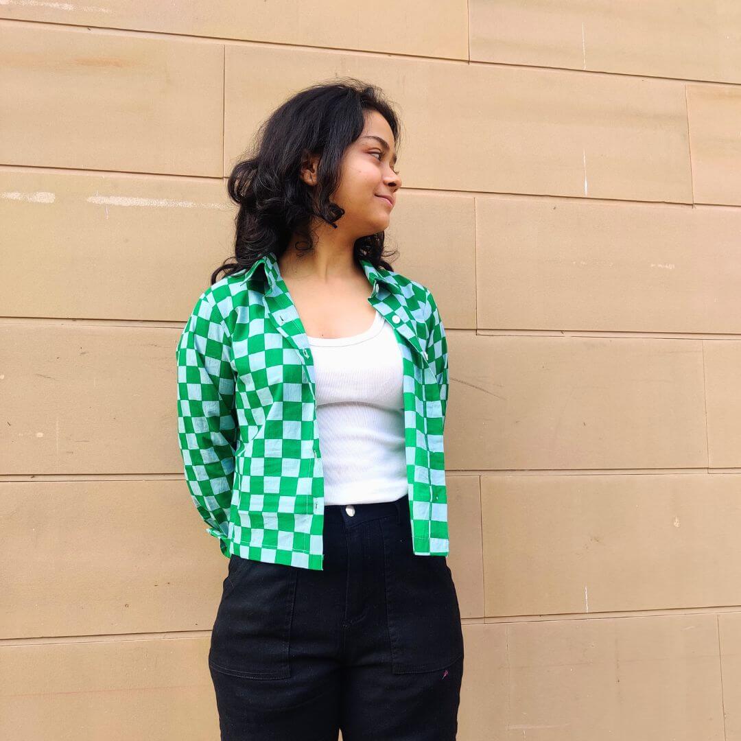 Green Go board Cotton Crop shirt - GHAAVI.