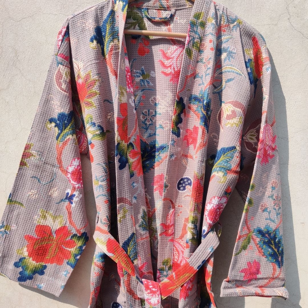 Grey Gullying Unisex waffle Bathrobe - GHAAVI.