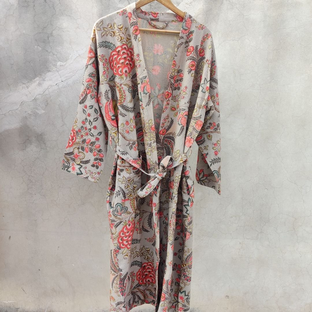 Grey Lulu Unisex waffle Bathrobe - GHAAVI.