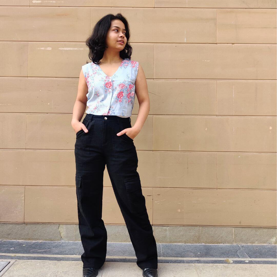 Guldasta Blue Cotton flex Fitted Waist Coat - GHAAVI.