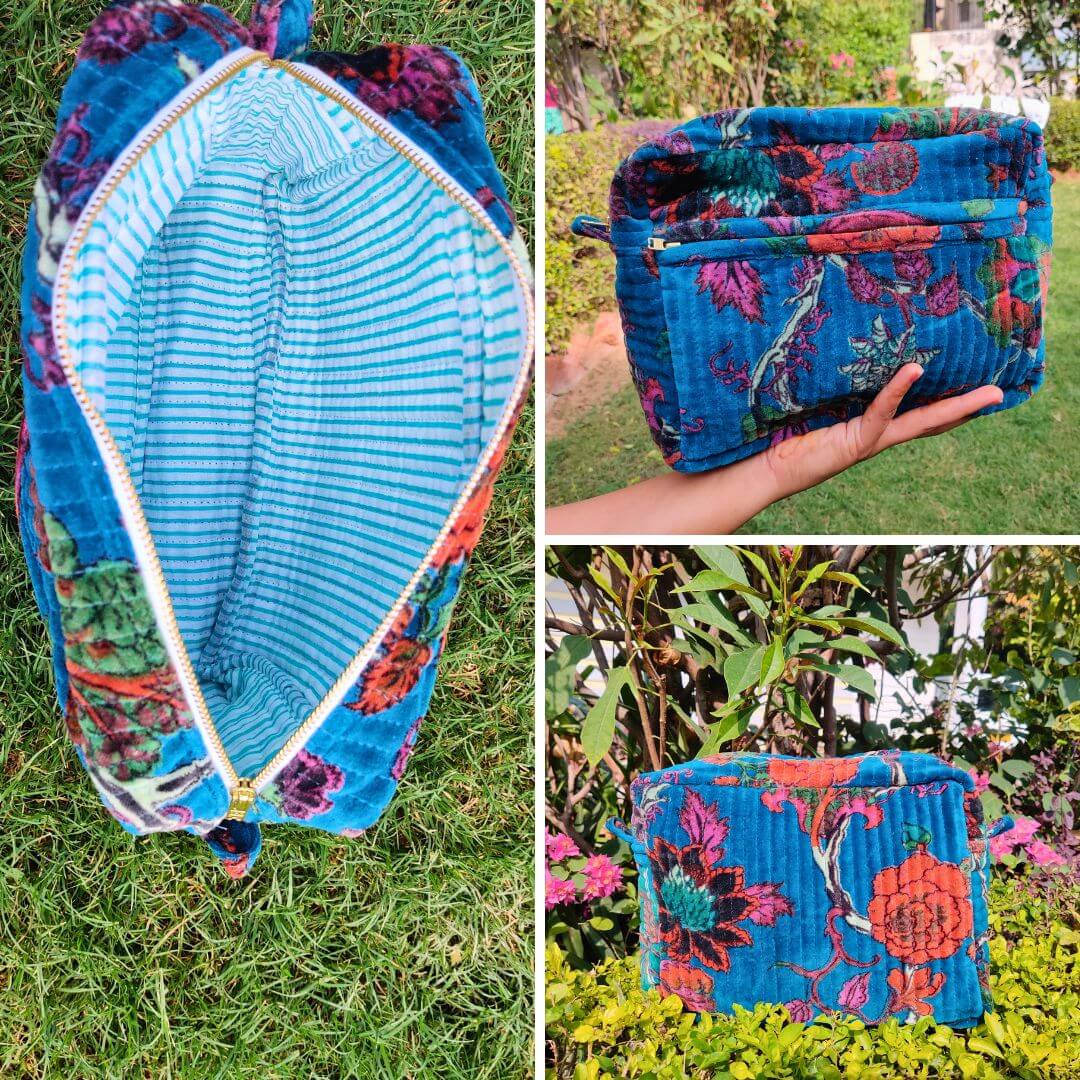 Gullying Velvet Pouch in 5 colours - GHAAVI.