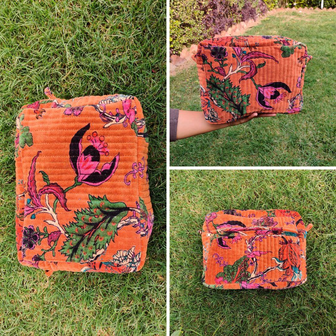 Gullying Velvet Pouch in 5 colours - GHAAVI.