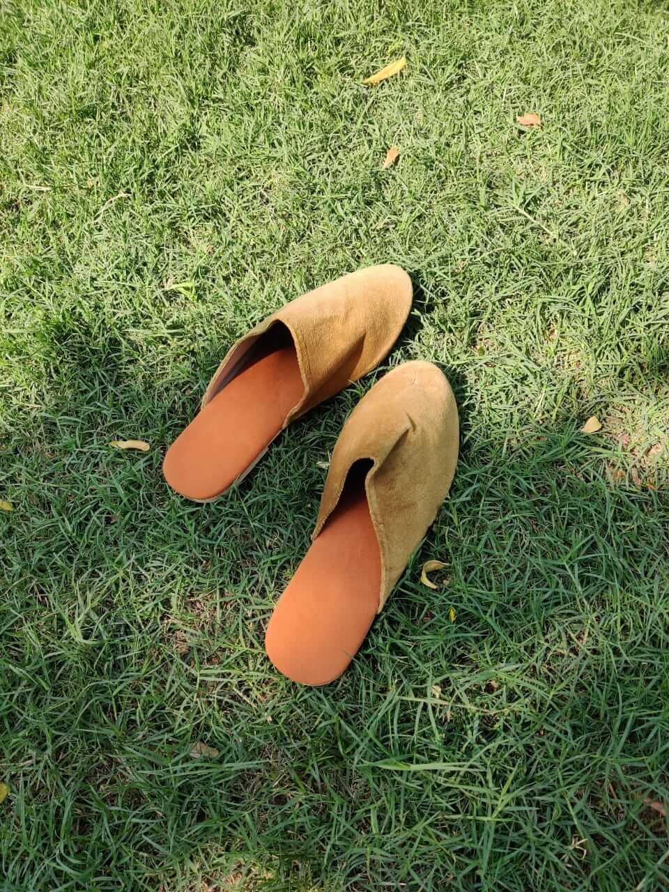 Olive Velvet Sandals - GHAAVI.