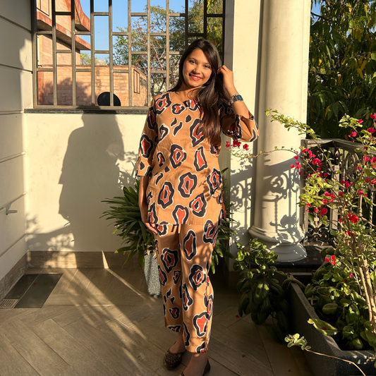 Wild Rosette Cotton lounge wear set