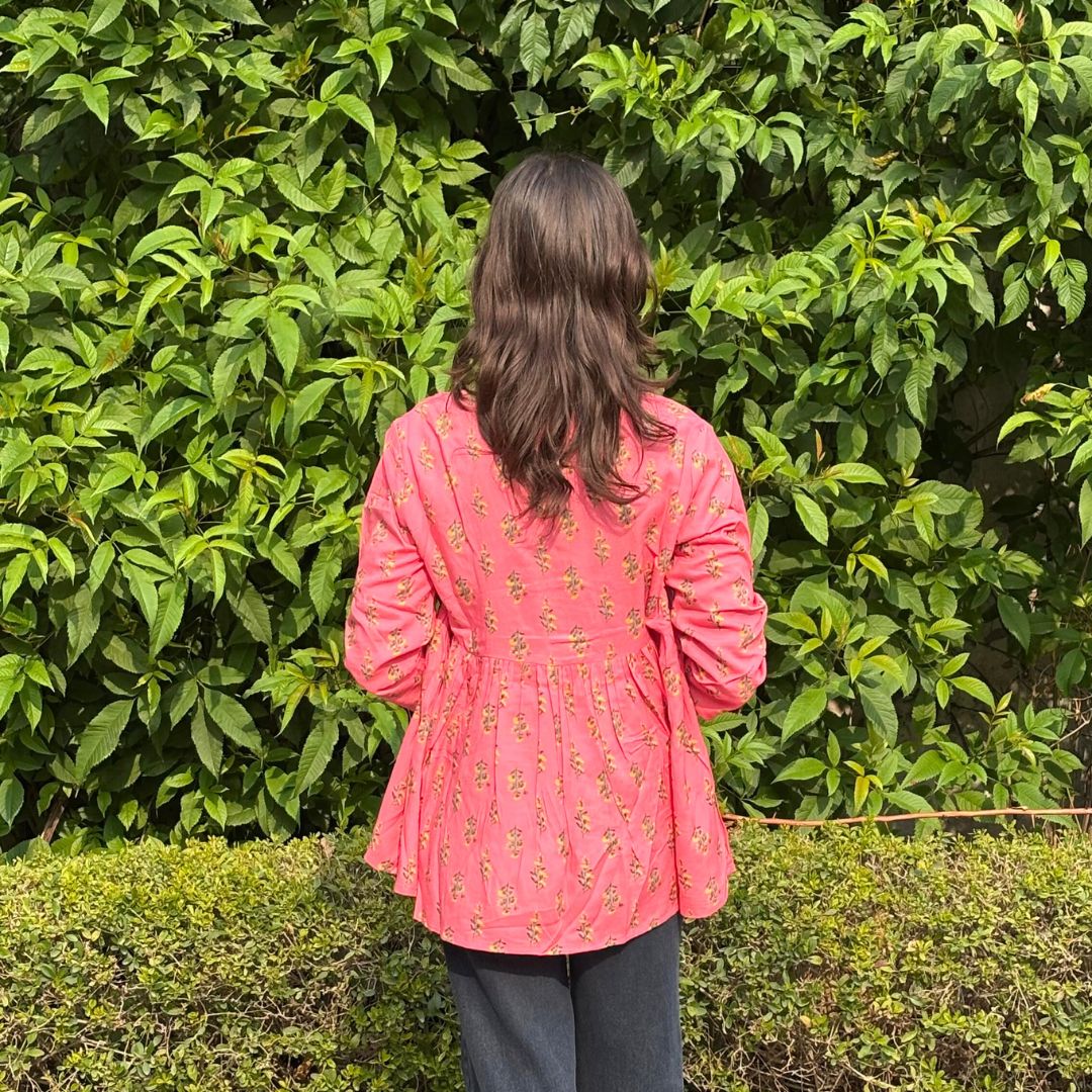 Pink Butti Short kurti