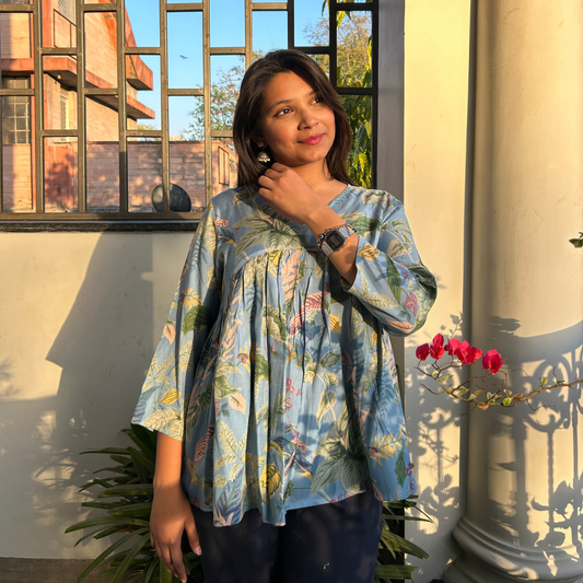 Classic Blue Rayon Short kurti