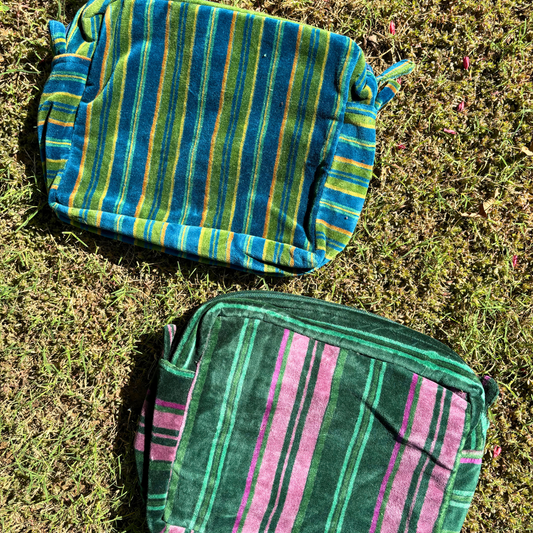 Stripes Velour Square Pouches