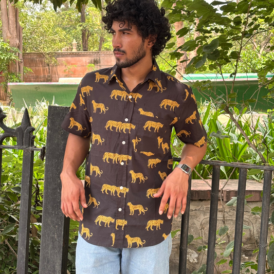 Black Cheetah short sleeve Shirt