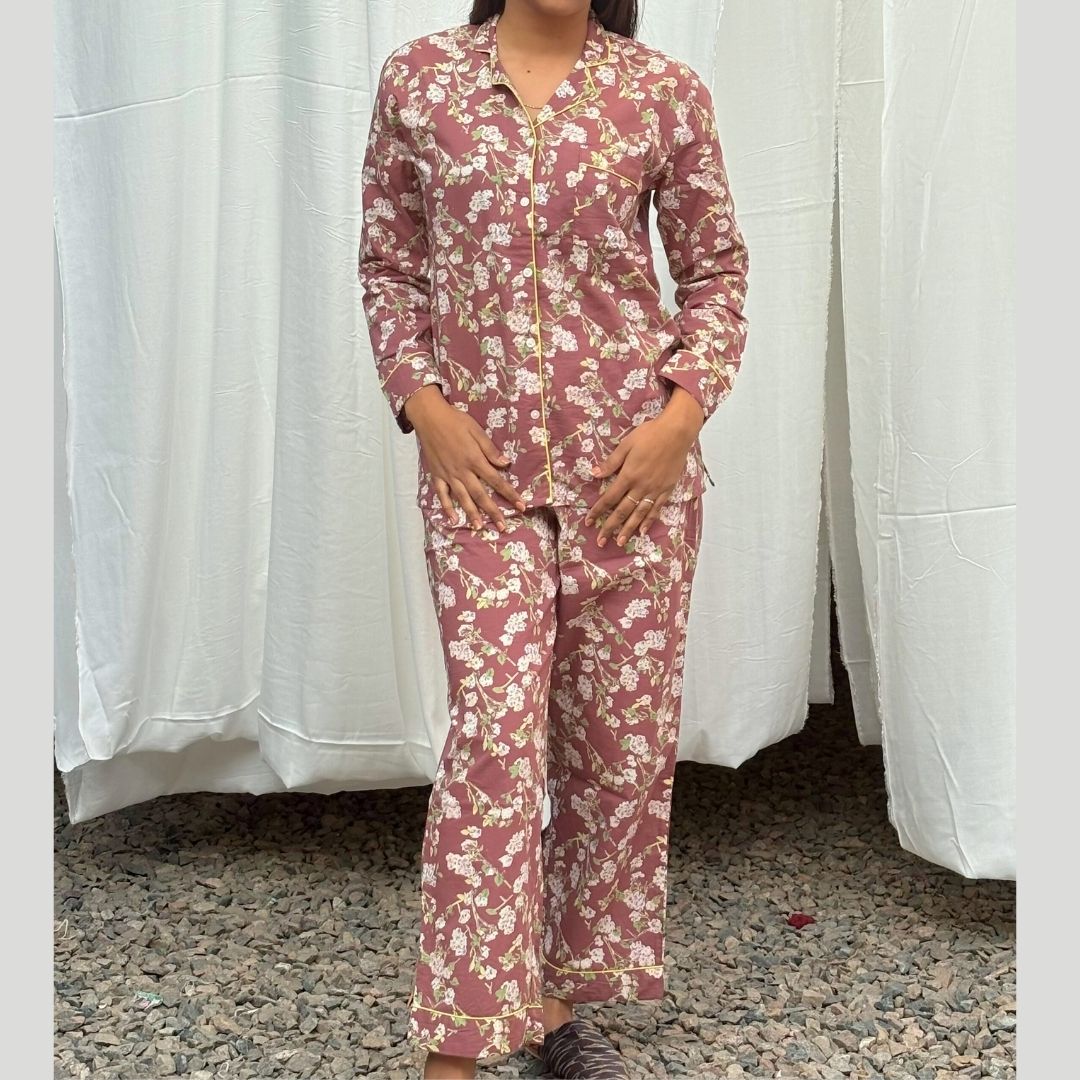 Bloom Cotton Full sleeve pant Night suit - GHAAVI.