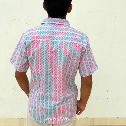 Blue Bail Printed Short sleeve Shirt - GHAAVI.