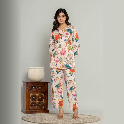 Blush Floral Lounge wear set - GHAAVI.