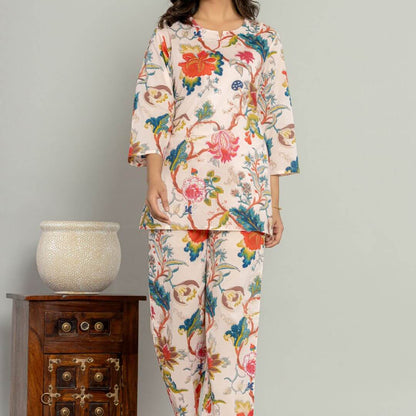 Blush Floral Lounge wear set - GHAAVI.