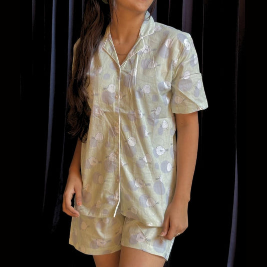 Chirpy Comfort Cotton Short sleeve Shorts Night suit - GHAAVI.