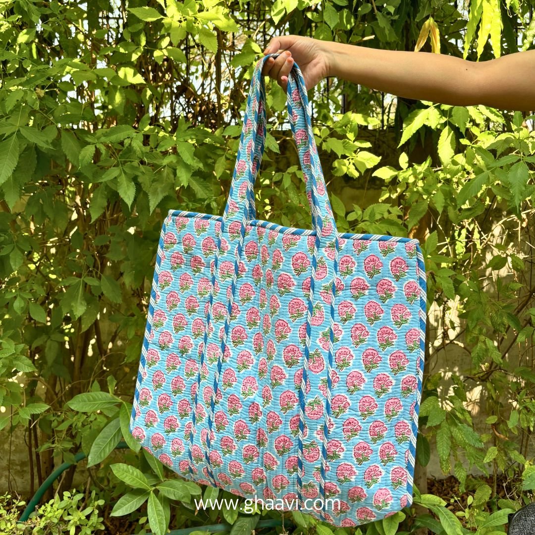 Cotton quilted Shoulder Tote Bag - 5 options - GHAAVI.