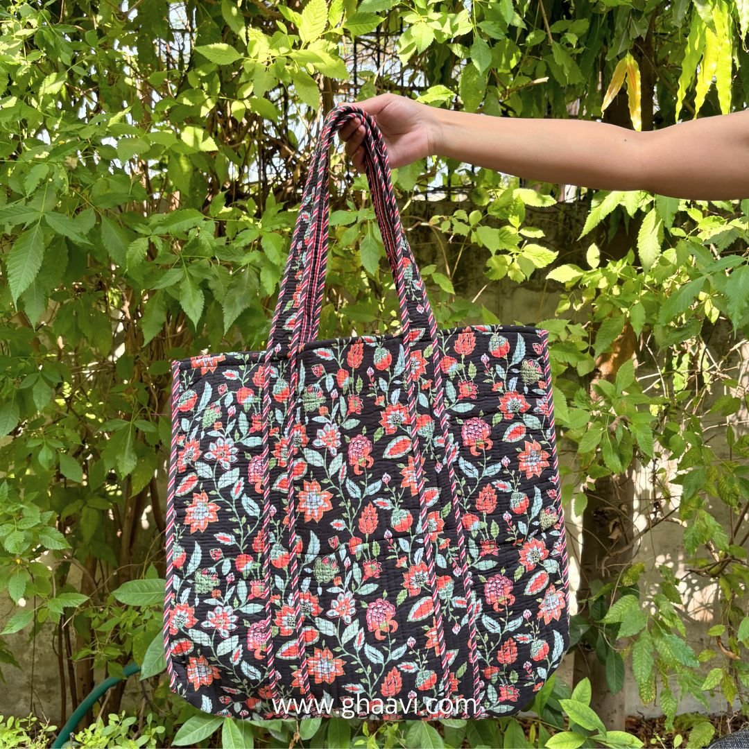 Cotton quilted Shoulder Tote Bag - 5 options - GHAAVI.