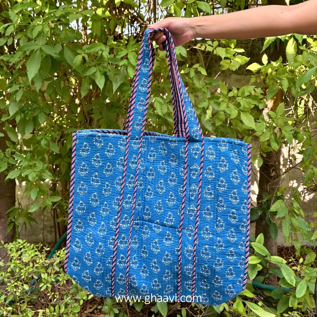 Cotton quilted Shoulder Tote Bag - 5 options - GHAAVI.