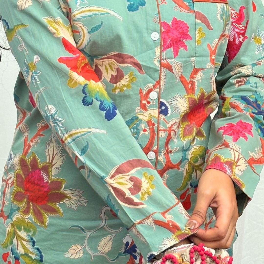 Gullying Tropical Flower Full Sleeve pant Night suit