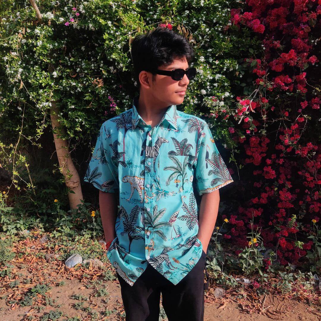 Sapphire Jungle print Short sleeve shirt - GHAAVI.