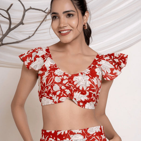 Scarlet Red Blossom Co - ord set - GHAAVI.